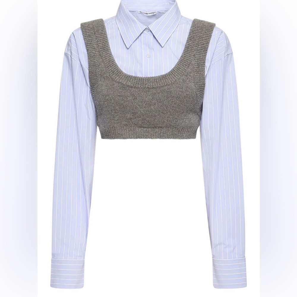 COPY - Alexander Wang Cropped Nylon Poplin Bi-layer Top, Size: Small, Color: Bl…